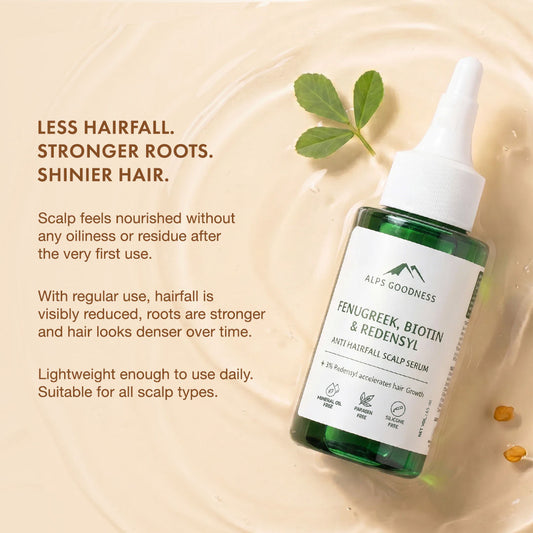 Alps Goodness Fenugreek, Biotin and Redensyl Anti Hairfall Scalp Serum (65 ml) I Hair Growth Serum I Methi Hair Serum I Hair Loss Prevention I For all hair types - image 2