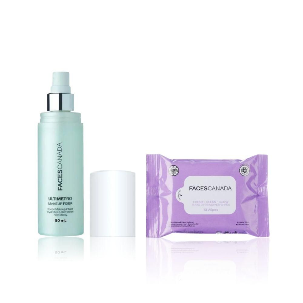 Faces Canada makeup fixer 50 ml & makeup remover wipes (10N) combo - image 5