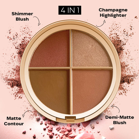 Faces Canada Second Skin 4 in 1 Face Palette, 14.5 gm – Bronzer + Highlighter + Blush - image 2