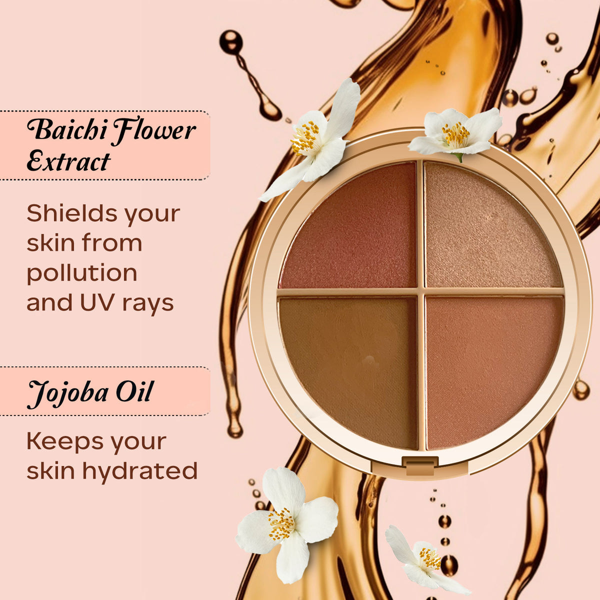 Faces Canada Second Skin 4 in 1 Face Palette, 14.5 gm – Bronzer + Highlighter + Blush - image 5