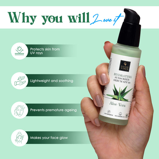 Good Vibes Aloe Vera Hydrating Sunscreen Serum SPF30 (45 ml) - Good Vibes image 2
