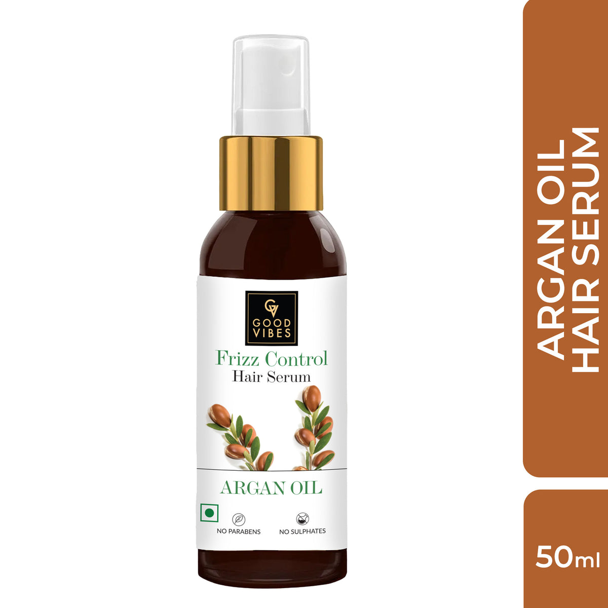 Good Vibes Argan Oil Hairfall Control Vitalizing Serum | Frizz Control, Shine, Stregthening | No Parabens, No Sulphates, No Animal Testing (50 ml) - Good Vibes