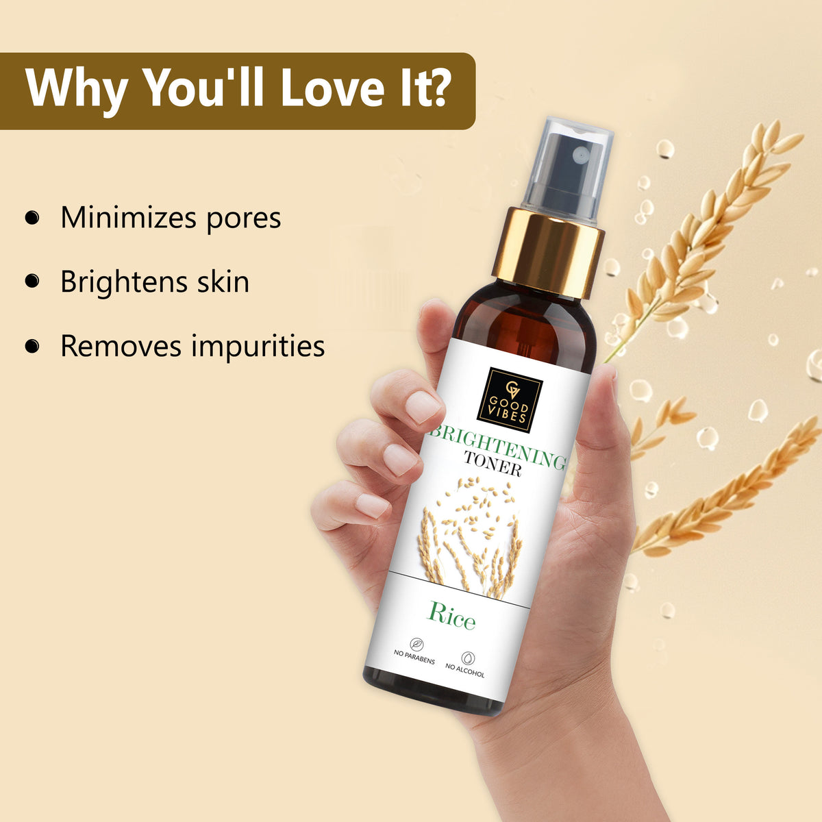 Good Vibes Blemish Free Skin Combo| Vitamin C Glow Face Wash (120 ml) + Rice Brightening Toner (120 ml) + Ubtan De-tan Glow Light Day Cream (50 g) | Depigmentation, Glow, Even Skin - Combo of 3 - Good Vibes image 5