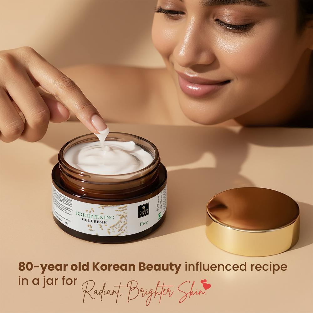 Good Vibes Rice Brightening Gel Creme | Glass skin, Korean skin, Rice water (50 gm) - Good Vibes image 5