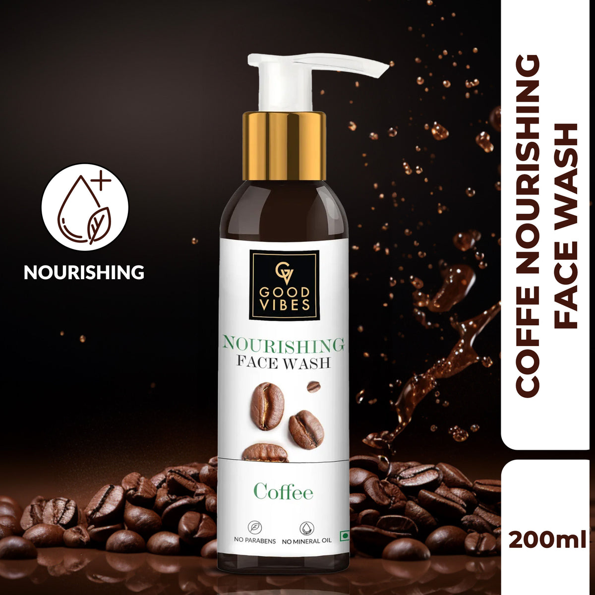 Good Vibes Coffee Nourishing Face Wash | Anti-Acne, Detoxifies | With Argan Oil | No Parabens, No Mineral Oil, No Animal Testing (200 ml) - Good Vibes