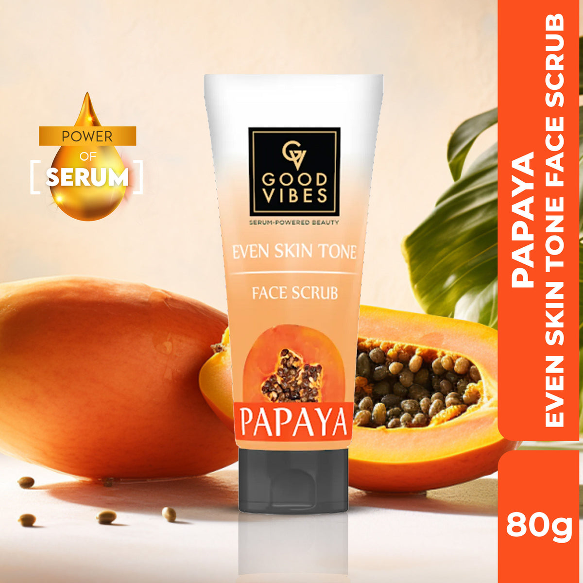 Good Vibes Even Skin Tone Papaya Face Scrub | Exfoliating, Pore Cleansing (80 gm) - Good Vibes