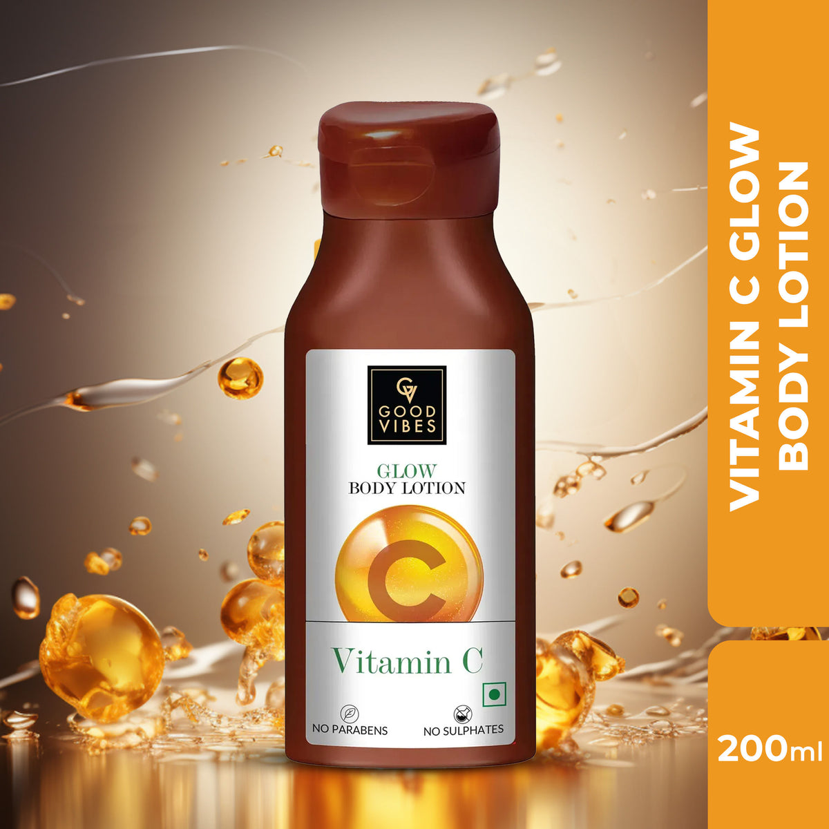 Good Vibes Vitamin C Glow Body Lotion | Nourishing, Brightening, Softening | Vegan, No Parabens, No Sulphates, No Animal Testing (200 ml) - Good Vibes