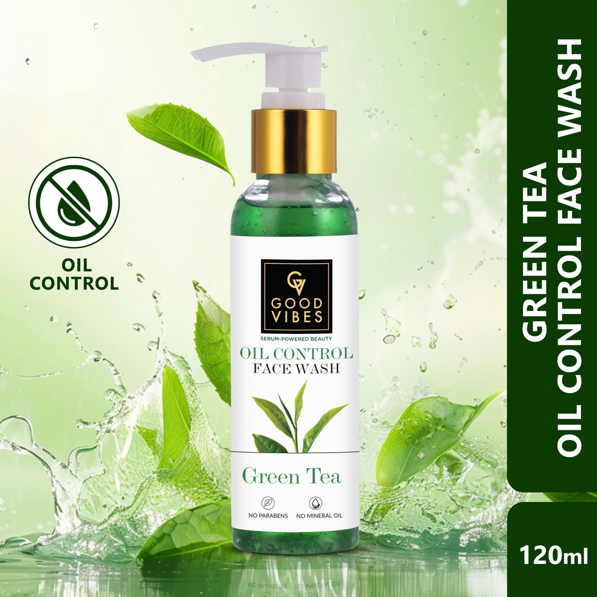 Good Vibes Oil Control Green Tea Face Wash | Prevents Acne Skin Purifying (120 ml) - Good Vibes