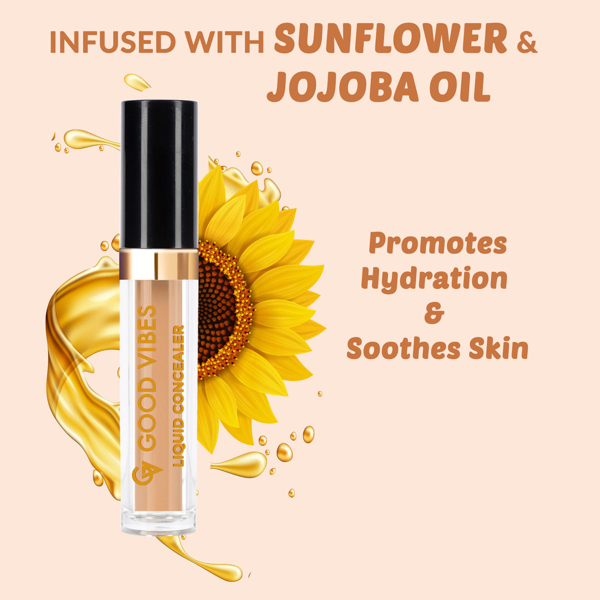 Good Vibes HydraGlow Liquid Concealer- Hazelnut 45 (4.8 ml) - Good Vibes image 5