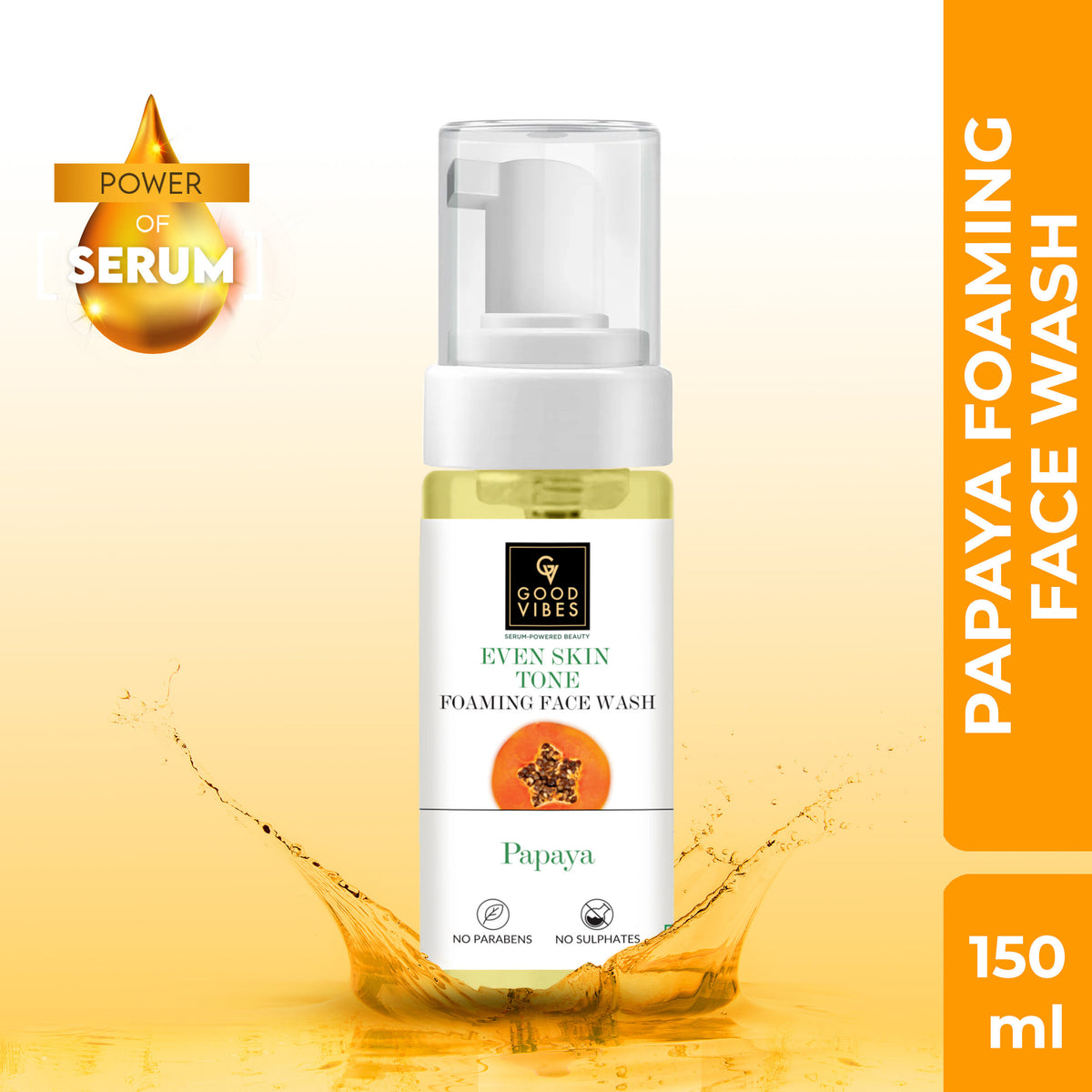 Good Vibes Papaya Even Skin Tone Foaming Facewash 150 ml - Good Vibes