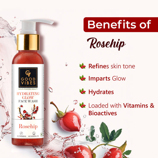 Good Vibes Rosehip Hydrating Glow Face Wash | Deep Pore Cleansing Moisturizing Brightening | Gentle Face Wash (120 ml) - Good Vibes image 2
