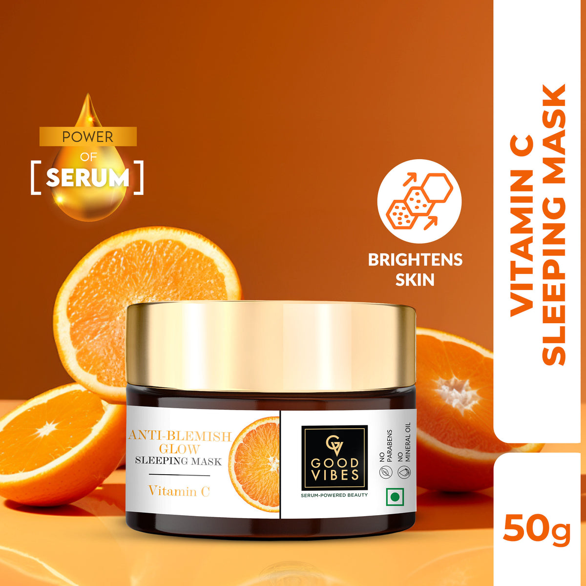 Good Vibes Anti Blemish Glow Sleeping Mask Vitamin C with Power Of Serum (50 gm) - Good Vibes