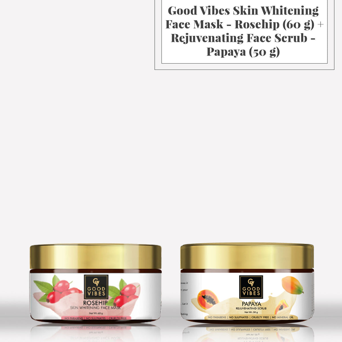 Good Vibes Skin Whitening Face Mask - Rosehip (60 gm) + Rejuvenating Face Scrub - Papaya (50 gm) - Good Vibes