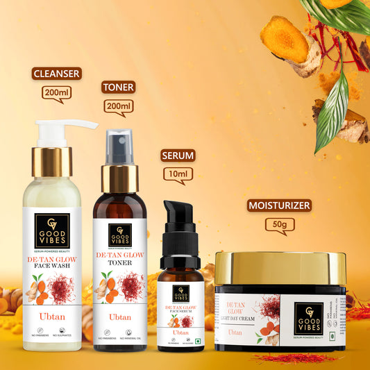 Good Vibes Ubtan CTSM De- tan Glow with (Fash wash 120ml + Toner 120ml+ Serum 30ml + Day cream 50 gm) - Good Vibes image 2