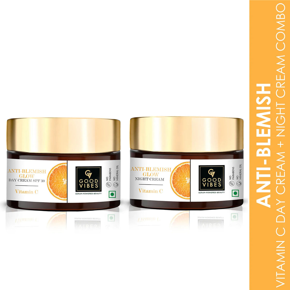 Good Vibes Vitamin C Day and Night Creams Combo: Say Goodbye to Blemishes and Hello to Radiant Skin Combo of 2 - Good Vibes