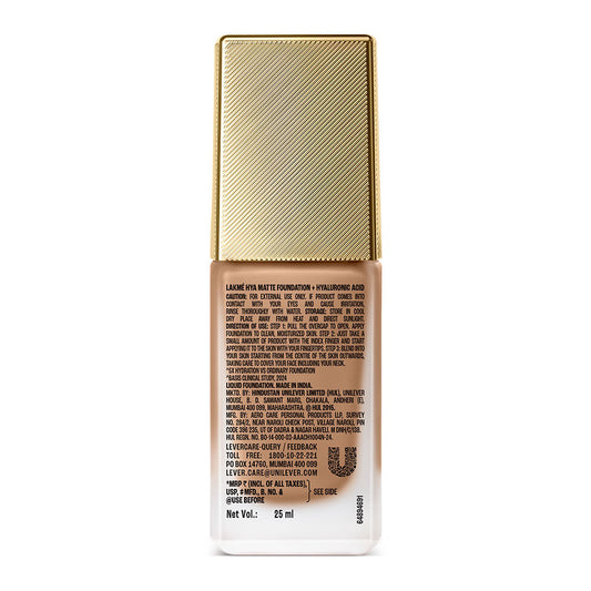 Lakme 9to5 Hya Matte Foundation + Hyaluronic Acid Warm Caramel - 25 ml - Image 2
