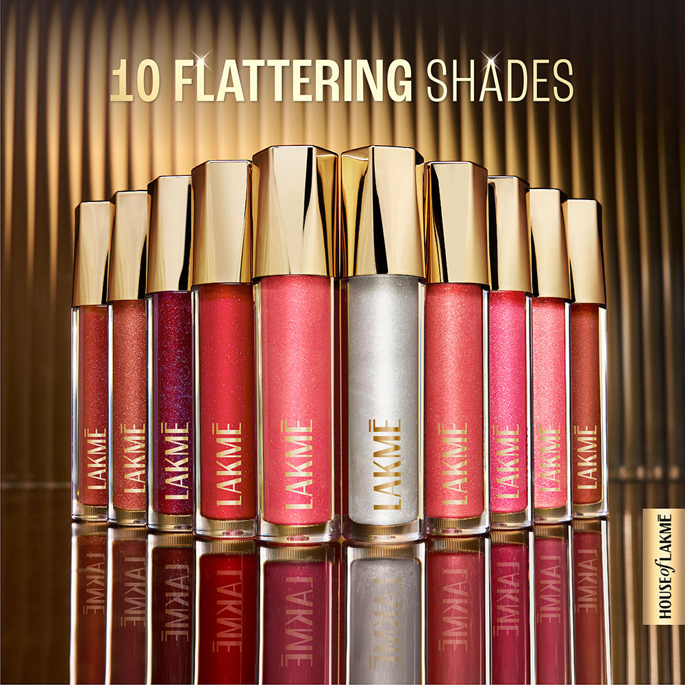 Lakme Glitterati Lip Glaze, with Vegan Collagen, for Glossy Lips, 101 Scarlet Spritzer 5 ml - Image 5