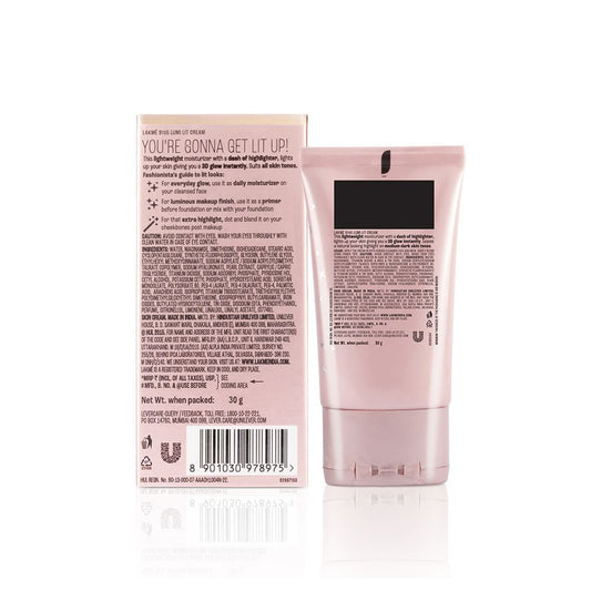 Lakme Lumi Strobe Cream - Highlighter + Moisturizer + Primer With Hyaluronic Acid & Niacinamide - Dewy Rose – 30 g - Image 2