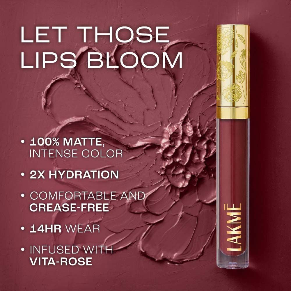 Lakme Rouge Bloom Matte Lip Liquid Forget me not 308 - 3.5 ml - Image 3