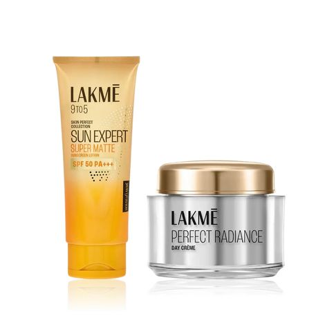 Lakme Sun Smart Glow Duo (Mat Sunscreen SPF 50 PA+++ – 50 ml + Perfect Radiance Day Cream – 50 g) Combo of 2