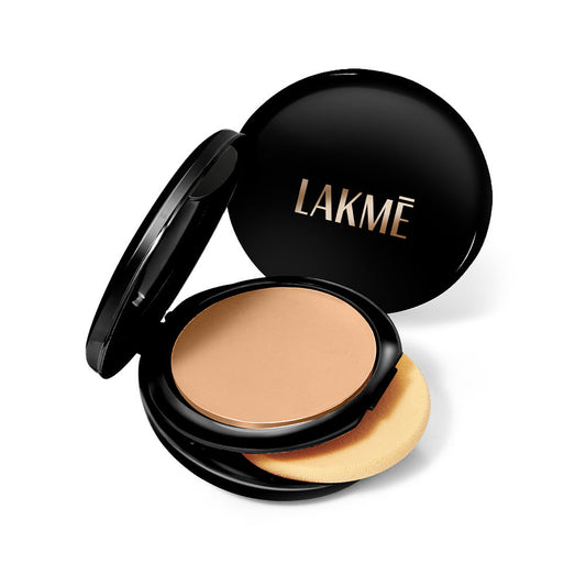 Lakme Showstopper Collection Unreal Dual Cover Pressed Powder, 2 In 1 Compact + Foundation, 03 Golden Sand,9 g - Image 2