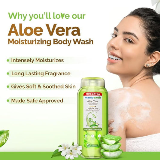 Mamaearth Aloe Vera Moisturizing Body Wash with Aloe Vera & Calming Jasmine Scent For Soft & Soothed Skin - 275 ml | Intensely Moisturizes | Long Lasting Fragrance | Deeply Cleanses | Gentle | All Skin Types - Image 2