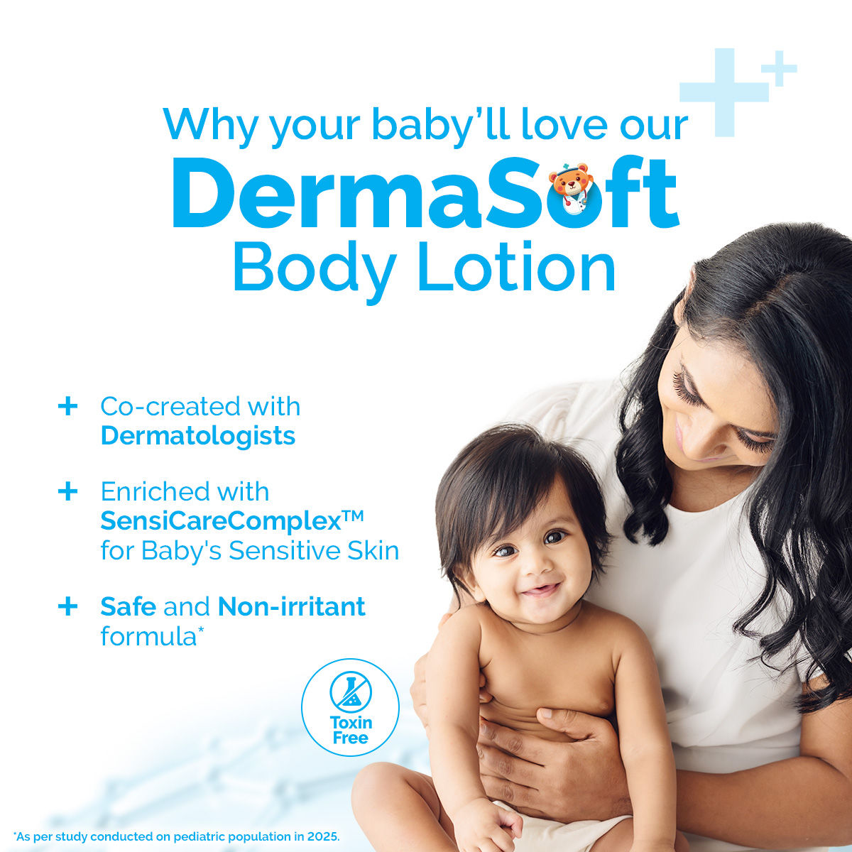 Mamaearth Baby DermaSoft Body Lotion with SensiCareComplex™ for Baby's Sensitive Skin - 250 ml Co-created with Dermatologists | Enriched with SensiCareComplex™ for Baby's Sensitive Skin | Safe and Non-irritant formula* | Fragrance-Free - Image 5