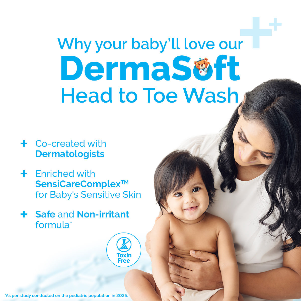 Mamaearth Baby DermaSoft Head to Toe Wash with SensiCareComplex™ for Baby's Sensitive Skin - 250 ml Co-created with Dermatologists | Enriched with SensiCareComplexTM for Baby's Sensitive Skin | Safe and Non-irritant formula - Image 5