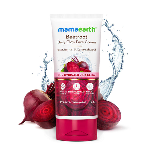 Mamaearth Beetroot Daily Glow Face Cream With Beetroot & Hyaluronic Acid - 80 gm | Gives Hydrated Pink Glow | Gives Instant Brightening Effect | Lightweight & Non-Greasy | Natural Glow | For All Skin Types - Image 2