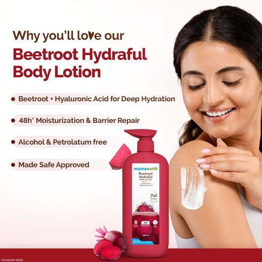 Mamaearth Beetroot Hydraful Body Lotion with Beetroot & Hyaluronic Acid & for Natural Pink Glow (400 ml) - Image 2