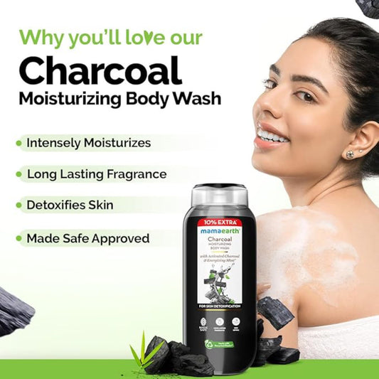 Mamaearth Charcoal Moisturizing Body Wash with Activated Charcoal & Energizing Mint Scent for Skin Detoxification- 275 ml | Deeply Cleanses | Intensely Moisturizes | Long-Lasting Fragrance | All Skin Types - Image 2