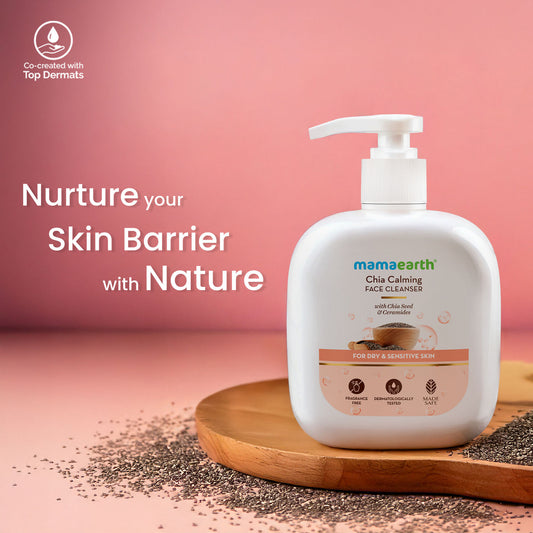 Mamaearth Chia Calming Face Cleanser with Chia Seed & Ceramides for Dry & Sensitive Skin 180 ml |hydrated glow| Strengthens Skin’s Natural Barrier | Co-Created with Dermats | Non-foaming | Fragrance & Soap Free - Image 2