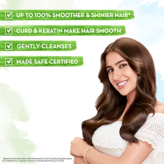 Mamaearth Curd Smoothening Shampoo with Curd & Keratin for Smooth & Shiny Hair- 250 ml - Image 2