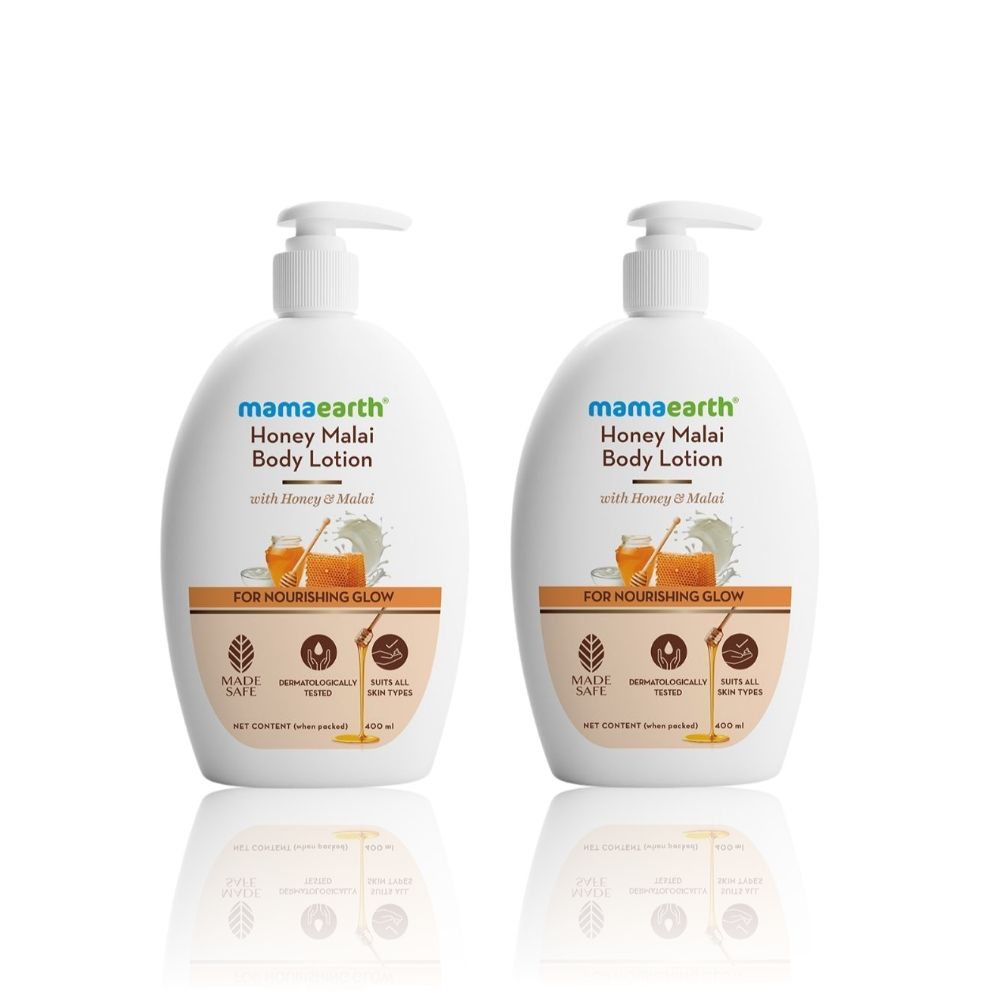 Mamaearth Honey Malai Body Lotion with Honey & Malai for Nourishing Glow - 400 ml (Pack of 2)