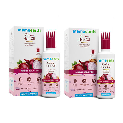 Mamaearth Onion Oil For Hair Regrowth & Hair Fall Control With Redensyl (150 ml) Pack Of 2