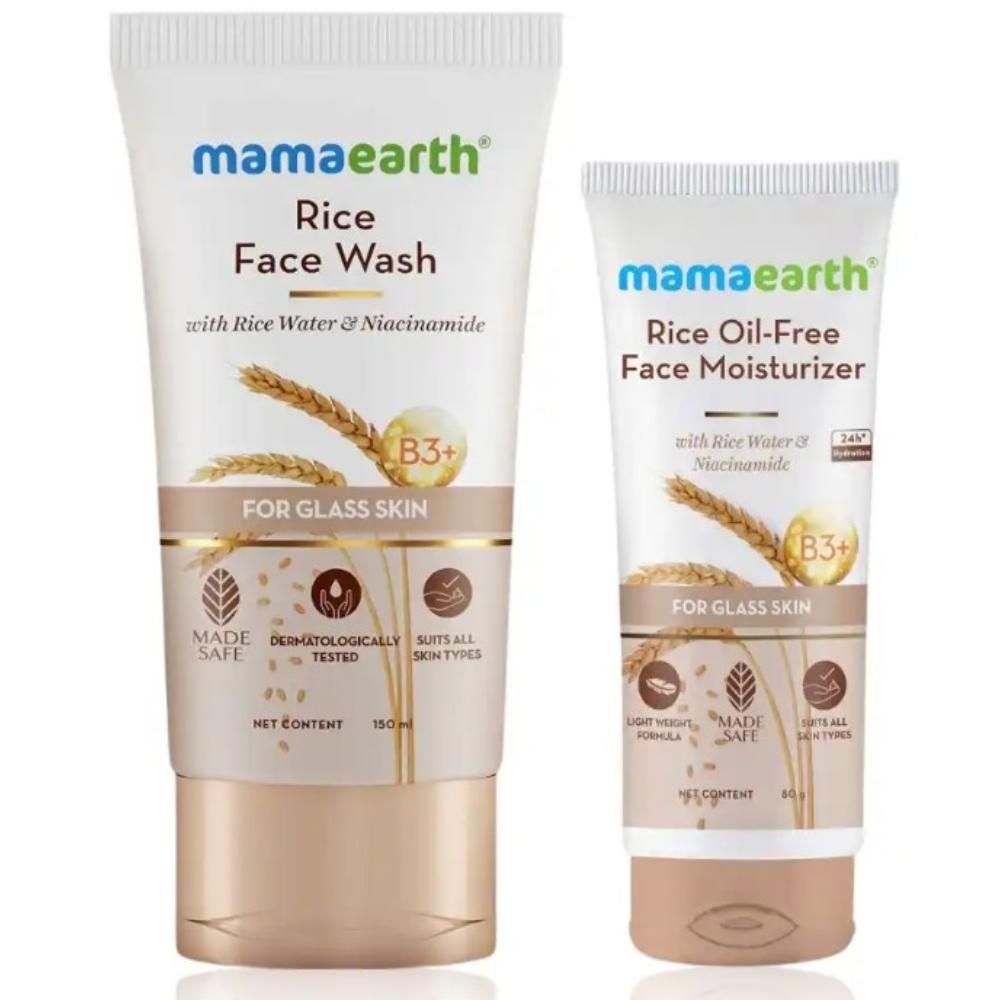 Mamaearth Rice Radiance Duo - Rice Oil-Free Face Moisturizer (80 gm) & Rice Face Wash (150 ml) Combo of 2 - Image 2