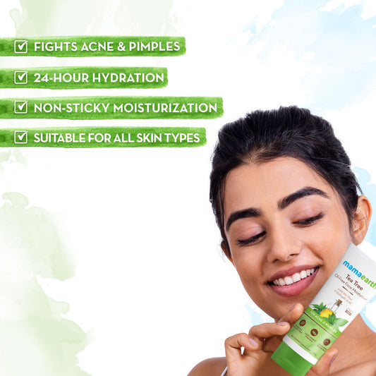 Mamaearth Tea Tree Oil-Free Face Moisturizer with Tea Tree and Salicylic Acid for Acne and Pimples - 80 gm - Image 2