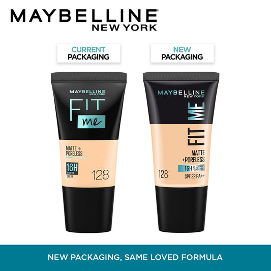 Maybelline Fit Me Matte+Poreless Liquid Foundation Tube, 128 Warm Nude, 18 ml - image 2