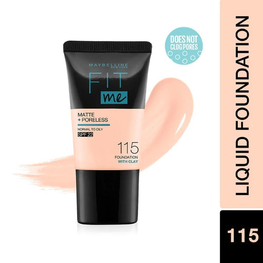 Maybelline Fit Me Matte+Poreless Liquid Foundation Tube - Ivory 115 (18 ml)+Fit me matte Poreless Primer - image 2