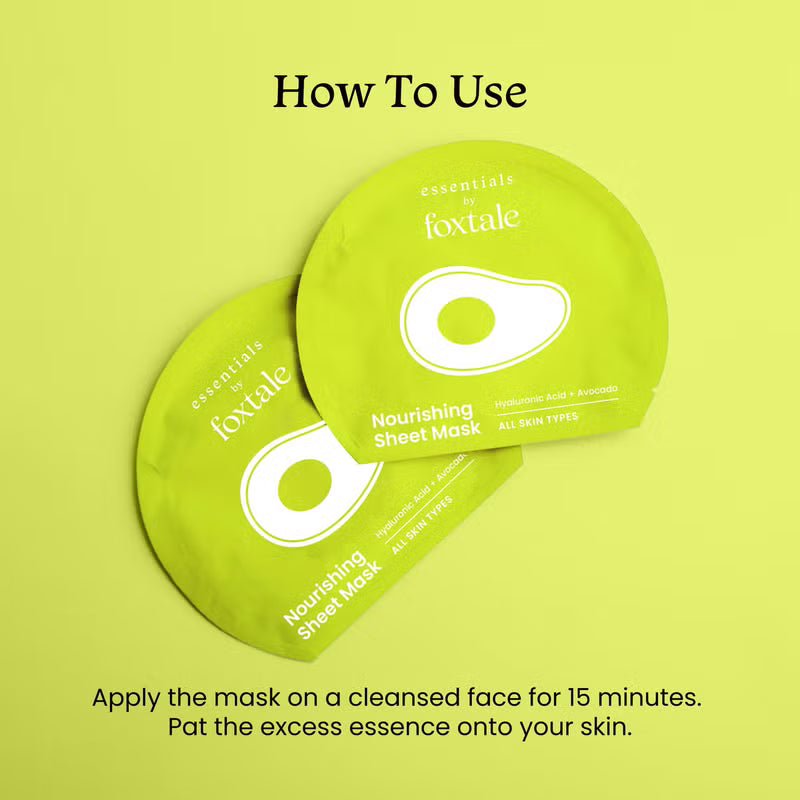 Foxtale Nourishing Sheet Mask – Hyaluronic Acid + Avocado