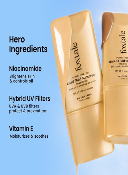 Foxtale Perfect Match Tinted Fluid Sunscreen – Nude – 50ml