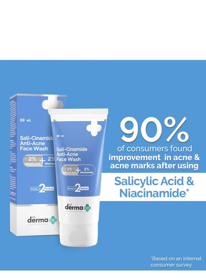The Derma Co Sali-Cinamide Anti-Acne Face Wash – 2% Salicylic Acid & 2% Niacinamide