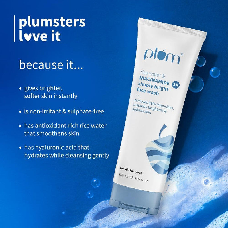 Plum Simply Bright 2% Niacinamide Face Wash with Rice Water