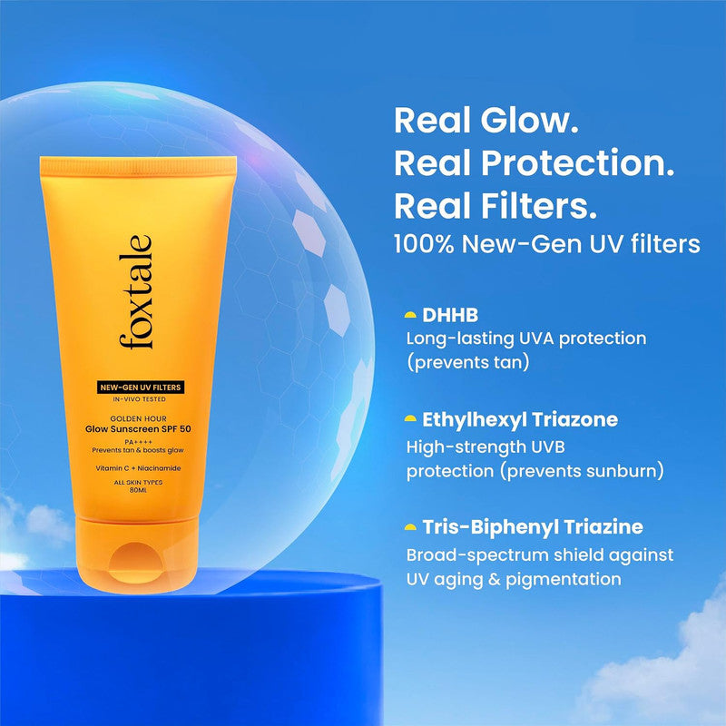 Foxtale Golden Hour Glow Sunscreen SPF 50 PA+++ – 80ml
