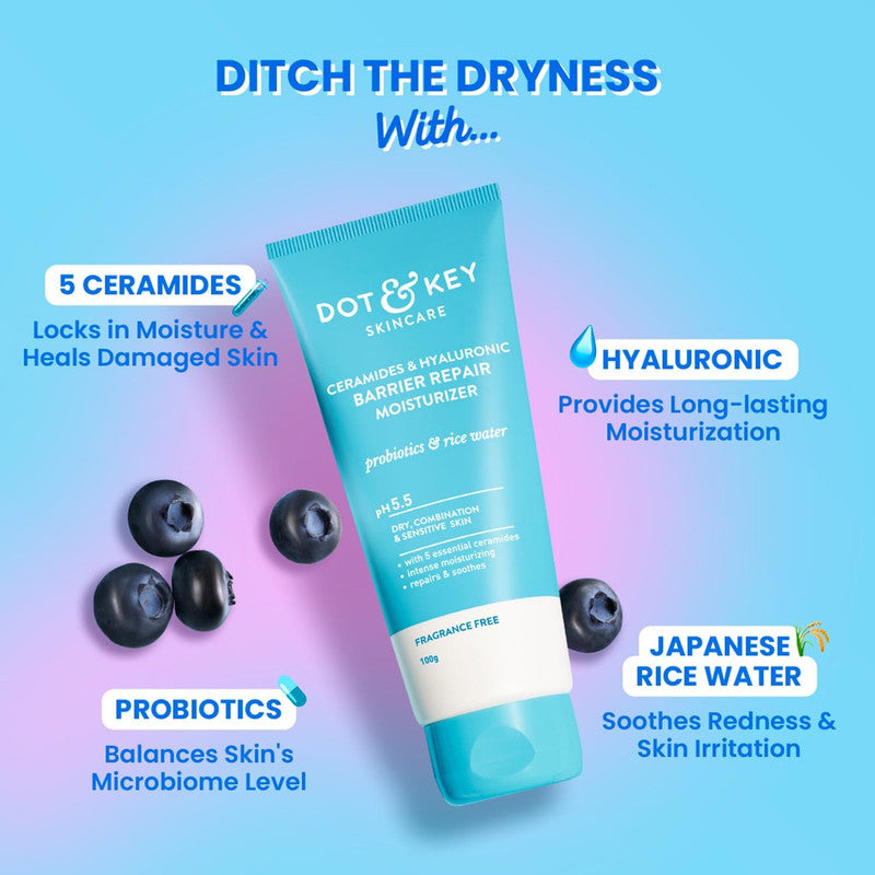 Dot & Key Ceramides & Hyaluronic Skin Barrier Repair Face Cream with Probiotics & Rice Water