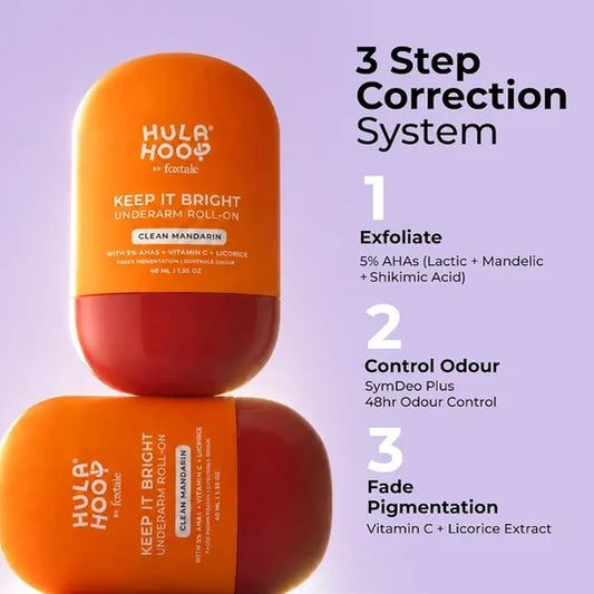 Hula Hoop by Foxtale Keep It Bright Underarm Roll-On – Fragrance Free – 40ml