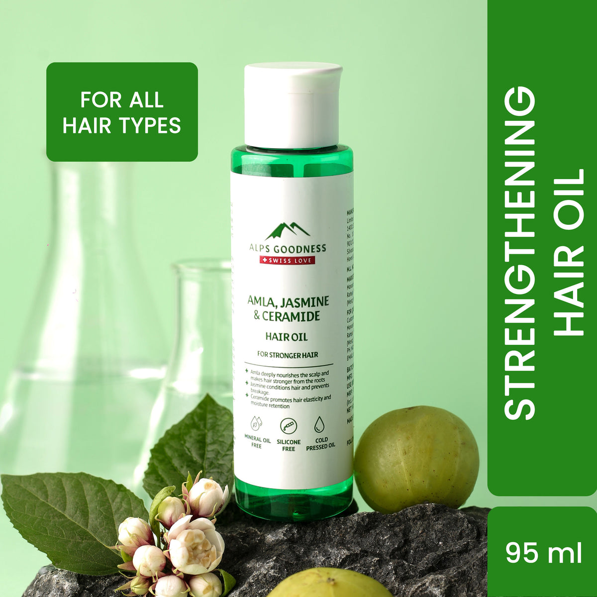 Alps Goodness Amla, Jasmine & Ceramide Hair Oil for Stronger Hair (95 ml) – Lightweight Oil - Alps Goodness