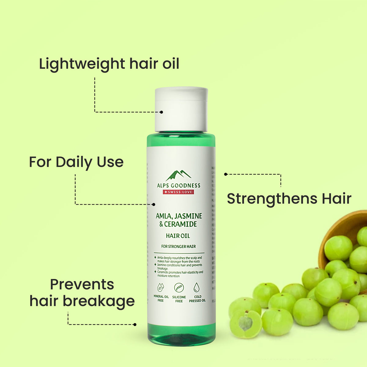 Alps Goodness Amla, Jasmine & Ceramide Hair Oil for Stronger Hair (95 ml) – Lightweight Oil - image 3