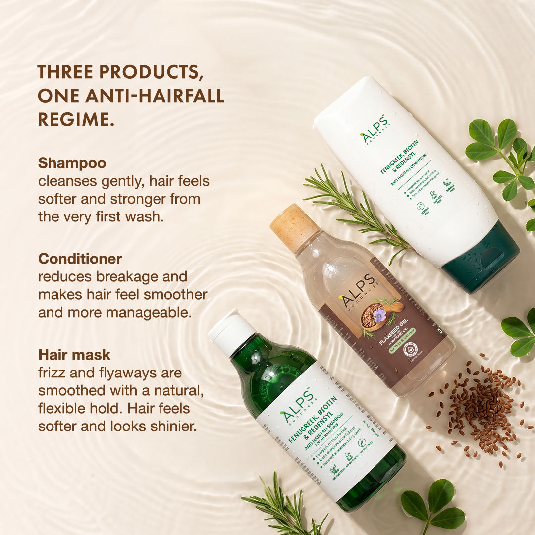 Alps Goodness Anti Hairfall & Frizz Control Trio – Fenugreek Biotin & Redensyl Shampoo - image 2