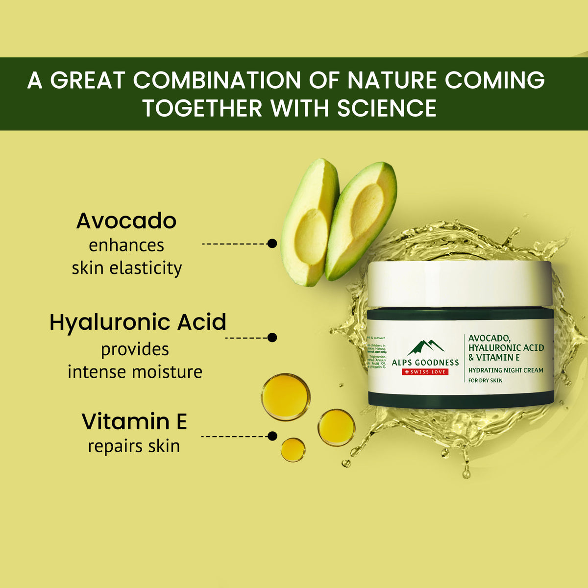 Alps Goodness Avocado, Hyaluronic Acid & Vitamin E Hydrating Night Cream For Dry Skin (50 gm) – Moisturizer for Face - image 2